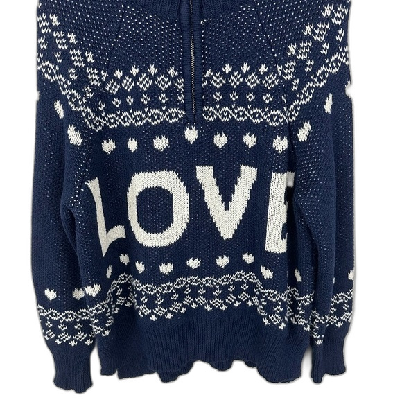 Aerie Navy Love Oversized Fairisle 1/4 Zip Pullover Size Small - Picture 15 of 15